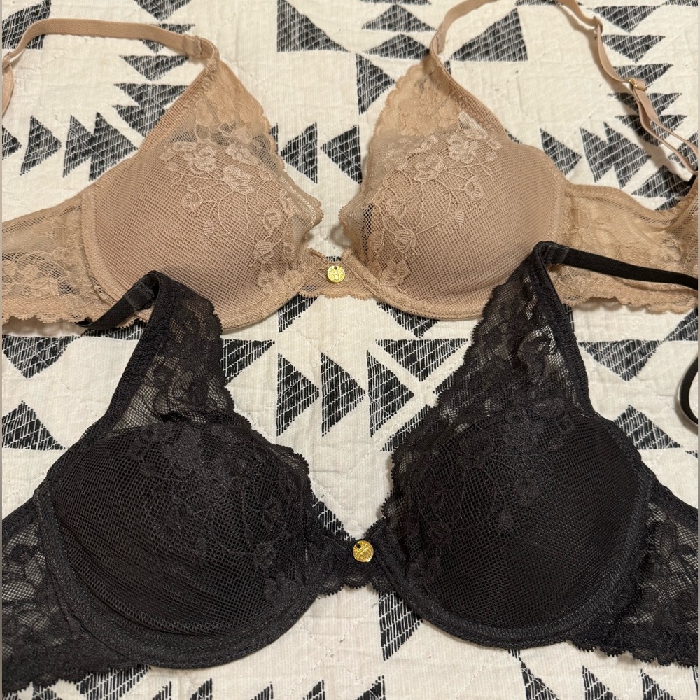 Lot of 2 Natori Cherry Blossom Convertible Underwire Bras 32B